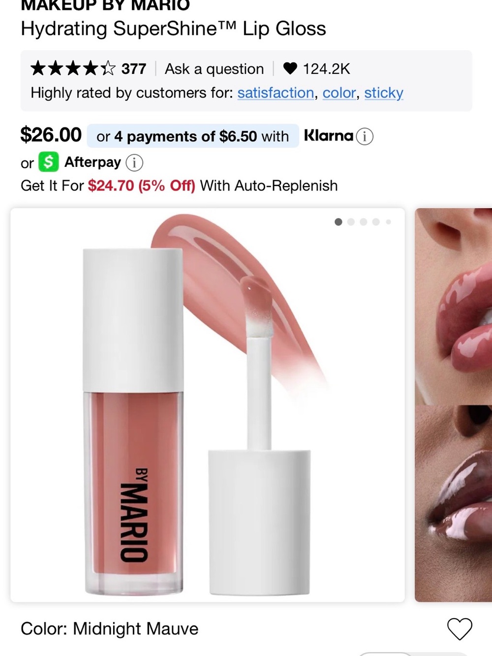 Makeup By Mario Hydrating SuperShine Lip Gloss — Midnight Mauve Pink